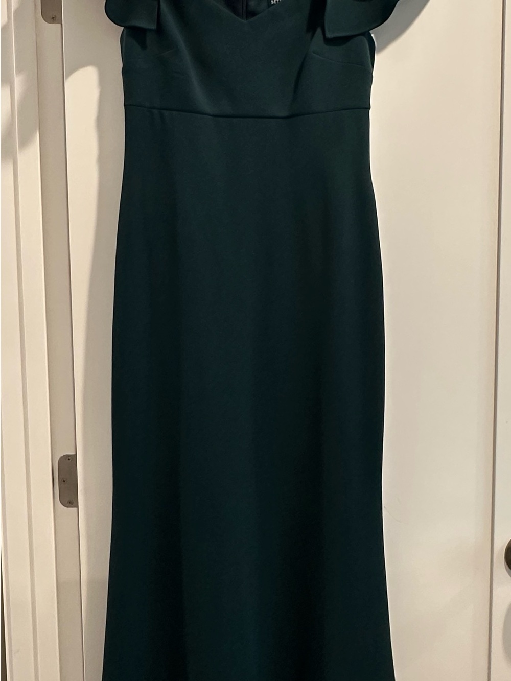 Betsy & Adam Forest Green Maxi Dress with Subtle Neck Detail